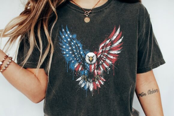 American Eagle Grunge Flag Graphic: Bold Patriotic Design