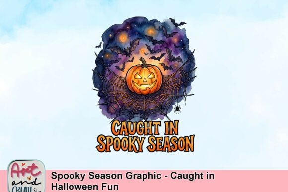 Caught in Halloween Fun: A Spooky Season Graphic for Creators