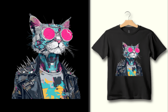 Cyberpunk Cat Illustration: A Bold Digital Asset