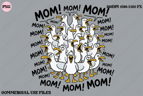 Funny Seagulls Mom Graphic Design: A Playful Asset for Creators