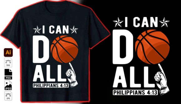 Philippians 4:13 Graphic: Faith-Driven Basketball Tee Design